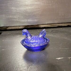 Mini Cobalt Glass Hen on Nest